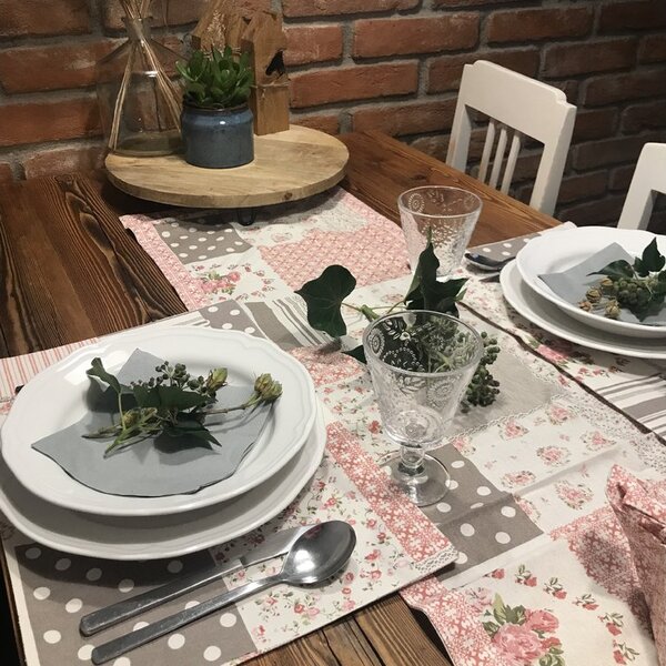 Set květinového prostírání na jídelní stůl Barva: Modrá