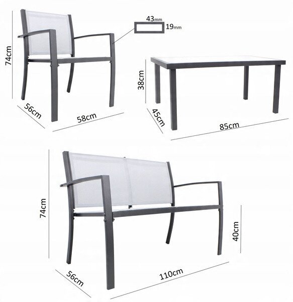 Set zahradního nábytku SYLORA šedý ANH0846