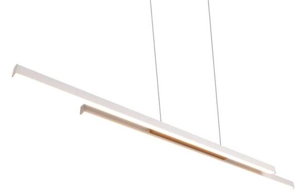 Trio Leuchten R37882176 ODIO - Závěsný lineární lustr v teple šedé a kávové barvě, 22W, 3000K, 110cm (Moderní závěsný lustr s teplou barvou světla v šedé a kávové)