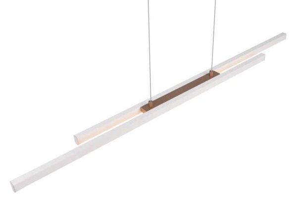 Trio Leuchten R37882176 ODIO - Závěsný lineární lustr v teple šedé a kávové barvě, 22W, 3000K, 110cm (Moderní závěsný lustr s teplou barvou světla v šedé a kávové)