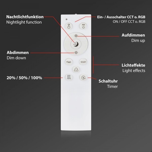 Briloner 3709-015 - LED RGBW Stm. stropní svítidlo LED/22W/230V černá + DO