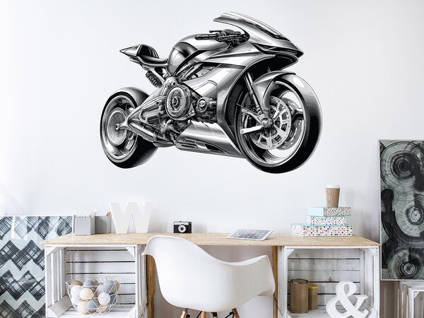 Hitech motorka textilní přelepitelná samolepka na zeď arch 75 x 55 cm