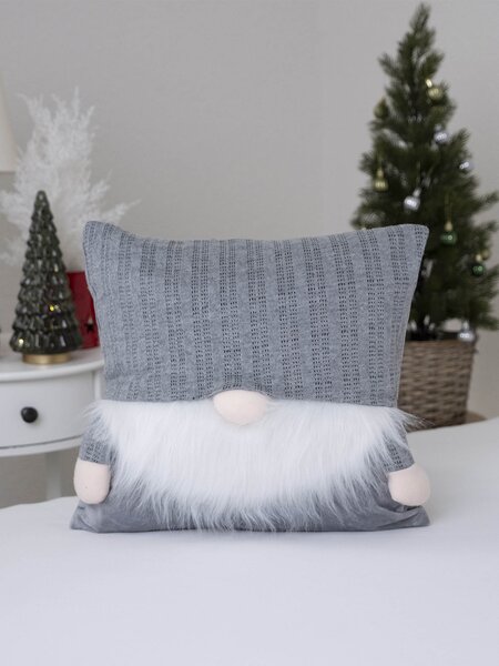 MK Lůžkoviny Pletený vánoční povlak na polštář 40 × 40 cm - Šedý skřítek