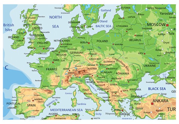 Korková nástěnná dekorační tabule Evropa [Korková mapa]
