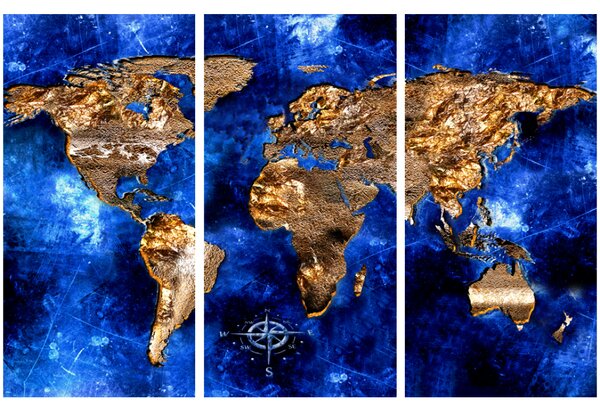 Korková nástěnná dekorační tabule Zlaté kontinenty