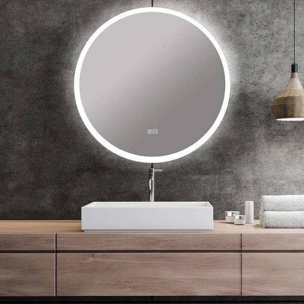 Koupelnové zrcadlo kulaté S-4648 s LED podsvícením Ø 75 cm