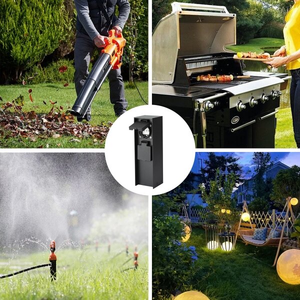 Brilagi - Venkovní zásuvkový sloupek PILLAR 2Z SCHUKO 230V IP44 černá