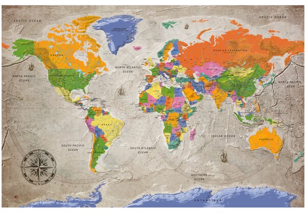 Korková nástěnná dekorační tabule Mapa světa: Mapa světa v retro stylu