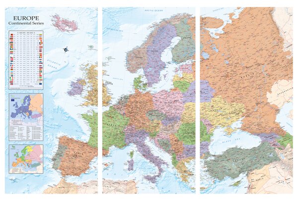 Korková nástěnná dekorační tabule Mapy světa: Evropa II
