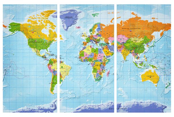 Korková nástěnná dekorační tabule Mapa světa: Vlajky států II