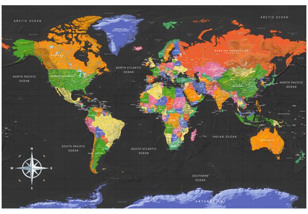 Korková nástěnná dekorační tabule Mapa světa: Temná hlubina [Korková mapa]