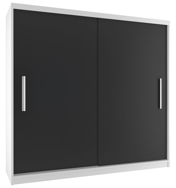Šatní skříň 200 cm Belini bílý mat / černý mat s posuvnými dveřmi SI SZP1/2/W/B/0/AL