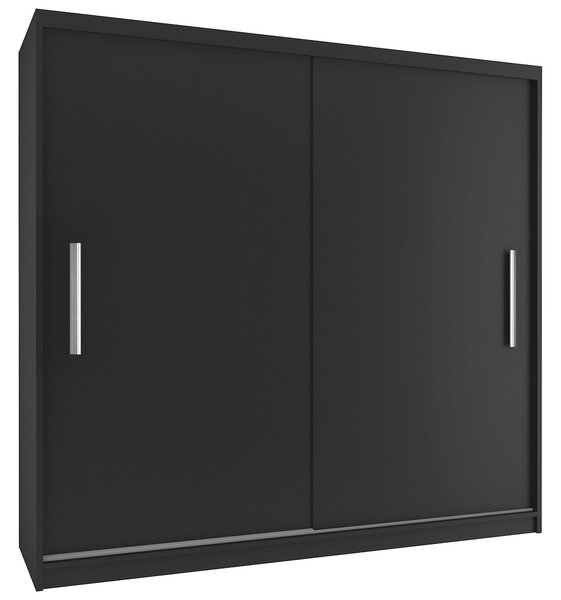 Šatní skříň 200cm Belini černý mat s posuvnými dveřmi SI SZP1/2/B/B/0/AL