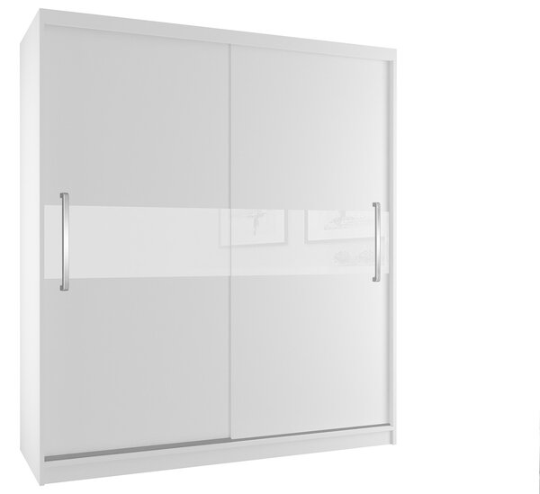 Šatní skříň 133 cm Belini bílý mat s posuvnými dveřmi SI SZP2/2/W/W/W/UU