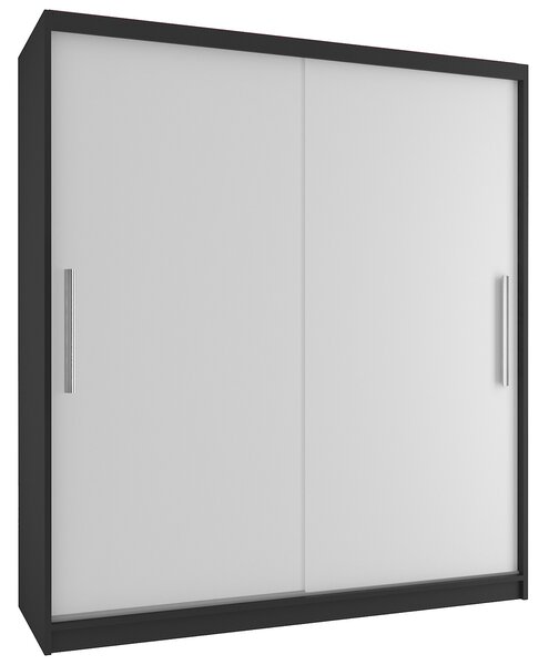 Šatní skříň 133 cm Belini černý mat / bílý mat s posuvnými dveřmi SI SZP2/2/B/W/0/AL