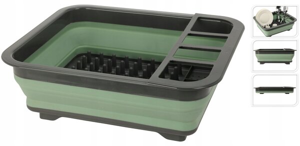Excellent Houseware Skládací silikonový odkapávač na nádobí FLUTRO zelený