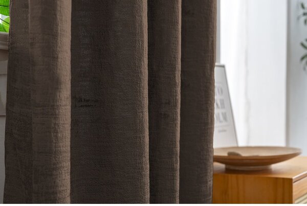 Zatemňovací závěs LOOM VELVET 140x250 cm, hnědý Zavěšení: Kovové kroužky
