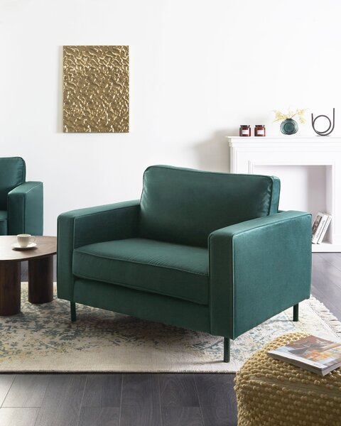 Křeslo SAVALEN Umělý samet Tmavě zelená