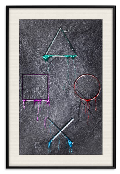 Plakát Návyková hra - abstrakce s geometrickými tvary na tmavém pozadí
