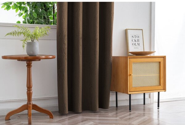 Zatemňovací závěs DUNES VELVET 140x250 cm, hnědý Zavěšení: Řasící páska