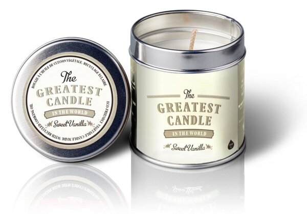 The Greatest Candle in the World Vonná svíčka v plechovce sladká vanilka The Greatest Candle