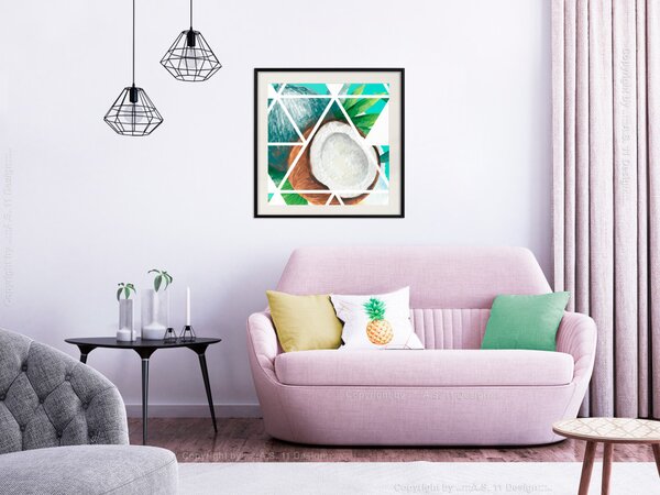 Plakát Kokosový ořech (čtvercový) - geometrická abstrakce s tropickým ovocem