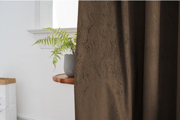Zatemňovací závěs DUNES VELVET 140x250 cm, hnědý Zavěšení: Řasící páska