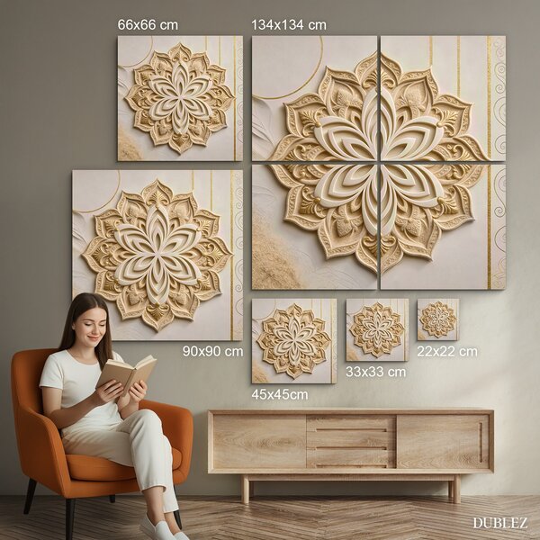 DUBLEZ | Golden glamour mandala - Květ | UV tisk, Premium