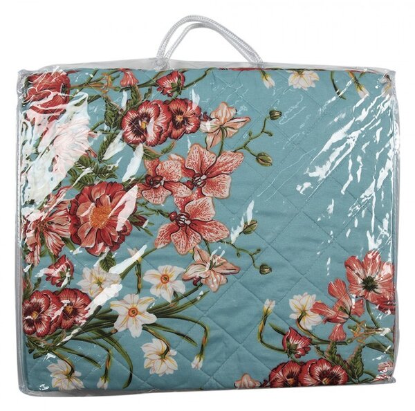 Modrý přehoz na jednolůžko s květinovým motivem Flowery - 140*220 cm - Clayre & Eef