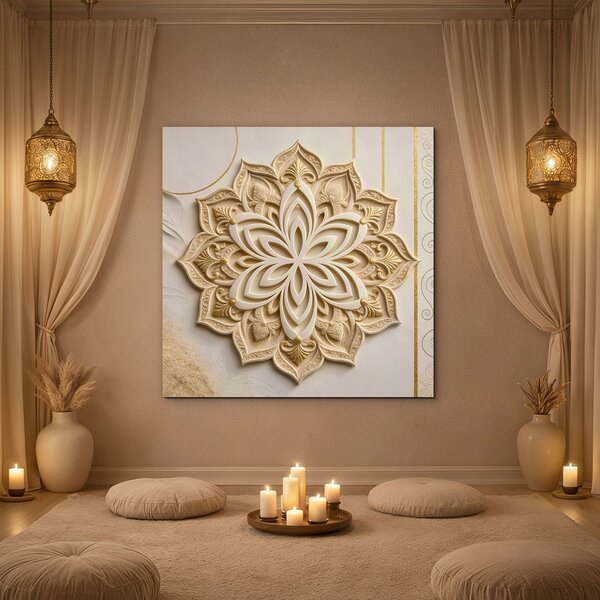 DUBLEZ | Golden glamour mandala - Květ | UV tisk, Premium
