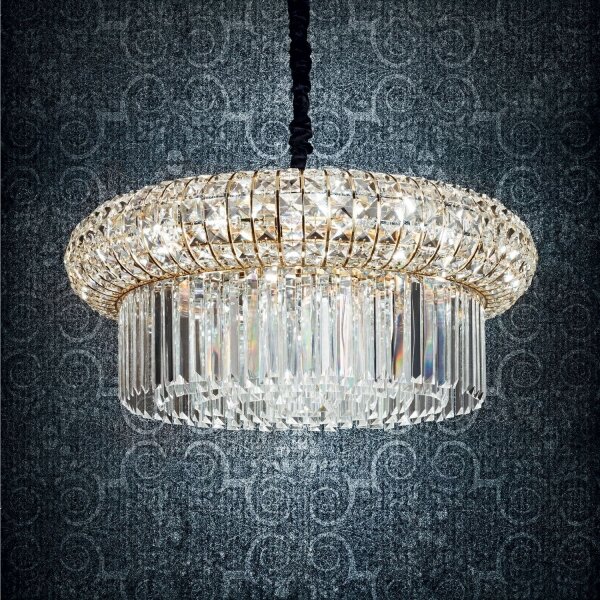 Ideal Lux - Křišťálový lustr na řetězu NABUCCO 12xE14/40W/230V pr. 60 cm zlatá