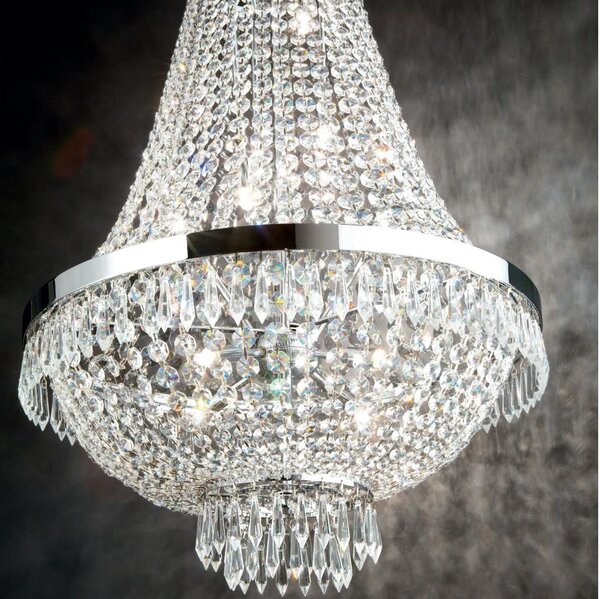 Ideal Lux - LED Křišťálový lustr na řetězu CAESAR 6xG9/3W/230V pr. 38 cm chrom