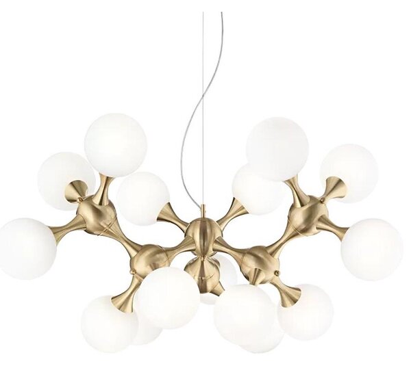 Ideal Lux - Lustr na lanku NODI 15xE14/28W/230V pr. 105 cm mosaz/bílá