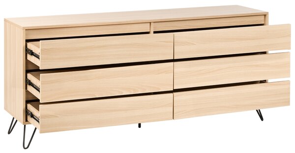 Komoda se 6 zásuvkami CARDIGAN Světle hnědá