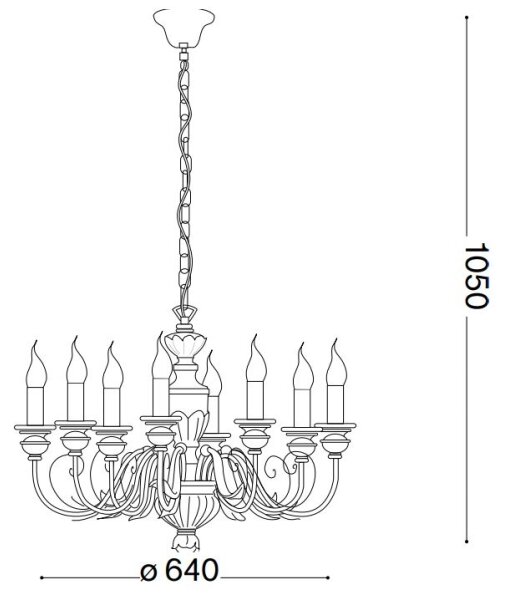 Ideal Lux - Lustr na řetězu FIRENZE 8xE14/40W/230V pr. 64 cm bílá/zlatá