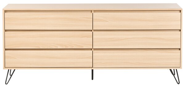 Komoda se 6 zásuvkami CARDIGAN Světle hnědá