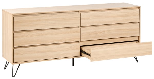 Komoda se 6 zásuvkami CARDIGAN Světle hnědá