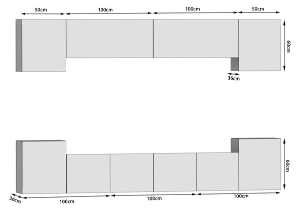 Obývací stěna 300 cm Belini bílý lesk Imperium 4 IMP 4/5/W/W/0/0