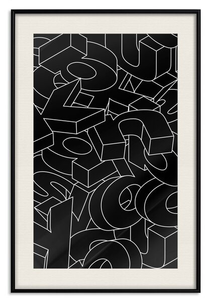 Plakát Abeceda - černobílá kompozice vyplněná prostorovými písmeny