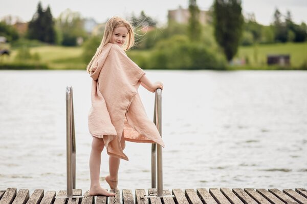 Nelly Plážové pončo dětské -světle růžová Rozměr: 98 - 116 cm