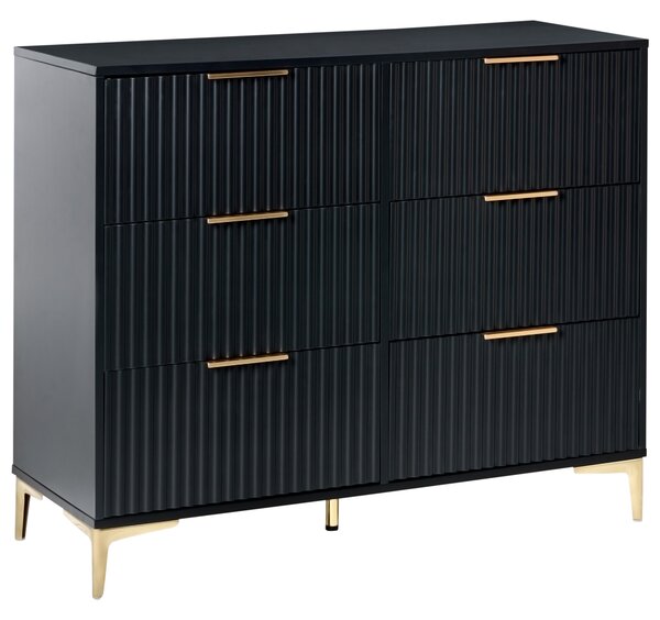 Komoda se 6 zásuvkami WALCOTT Černá