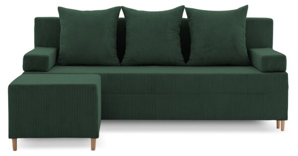 Třímístná rozkládací sedačka s taburetkou FIREZE Poso lahvově zelená