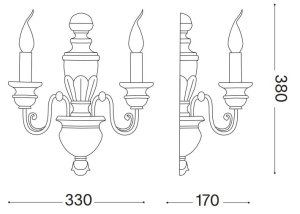 Ideal Lux - Nástěnná lampa FIRENZE 2xE14/40W/230V zlatá