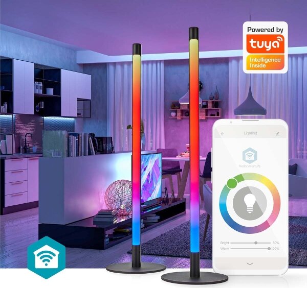 Nedis WIFILD10RGBW-SADA 2xLED RGBIC Stm. stolní lampa LED/36W/230V 2700-6500K+DO