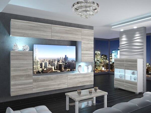 Obývací stěna 250 cm Belini šedý antracit Glamour Wood Imperium 8