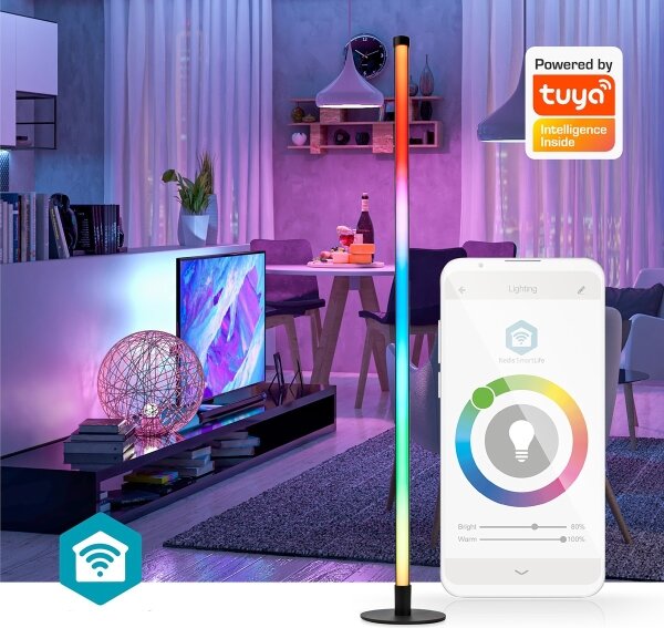 Nedis WIFILD20RGBW- LED RGBIC Stojací lampa Smartlife LED/10W/230V 2700-6500K+DO