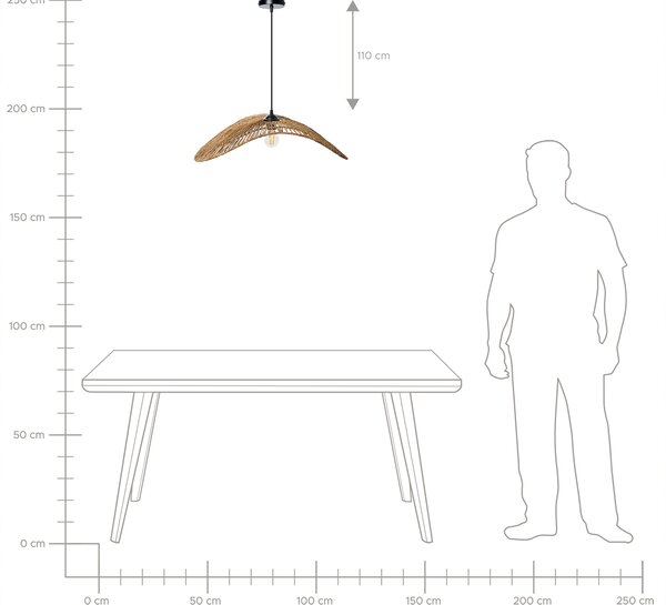 Závěsná lampa YAGUEZ Juta Přírodní