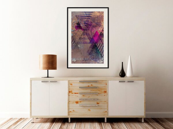 Plakát Medová abstrakce - barevná geometrická kompozice s nádechem růžové