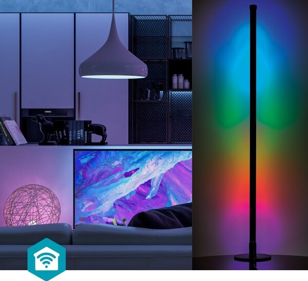 Nedis WIFILD20RGBW- LED RGBIC Stojací lampa Smartlife LED/10W/230V 2700-6500K+DO