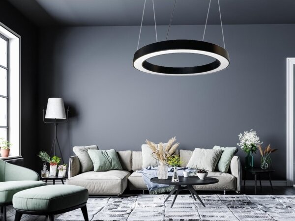 LED Lustr na lanku LED/50W/230V 4000K pr. 100 cm černá